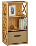 Relaxdays Regal Bambus mit Korb Hellbraun