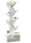 Relaxdays B&uuml;cherregal 6 Ebenen Baum-Design Wei&szlig;