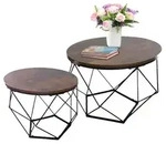 Relaxdays Couchtisch 2er Set Industrial-Design Braun,Schwarz