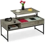 Relaxdays Aufklappbarer Couchtisch Grau,Schwarz