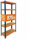 Relaxdays Schwerlastregal 5 Ebenen Metall Blau,Hellbraun,Orange