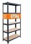 Relaxdays Schwerlastregal 5 Ebenen Metall Anthrazit,Hellbraun
