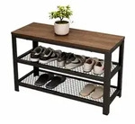 Relaxdays Schuhbank mit 2 Schuhablagen Braun,Schwarz