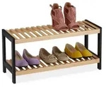 Relaxdays Schuhregal mit 2 Ebenen Hellbraun,Schwarz