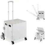 Relaxdays Einkaufstrolley Treppensteiger Wei&szlig;,Grau,Silber