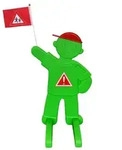 Relaxdays Warnfigur Kinder mit Fahne Gr&uuml;n,Rot
