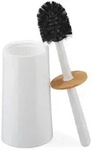 Relaxdays Toilettenb&uuml;rste mit Beh&auml;lter Wei&szlig;,Hellbraun,Schwarz
