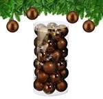 Relaxdays Weihnachtskugeln im 30er Set Braun,Silber