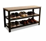 Relaxdays Schuhbank mit 2 Schuhablagen Hellbraun,Schwarz