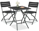 Relaxdays Balkonm&ouml;bel Set 3-teilig in Holzoptik Schwarz