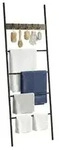 Relaxdays Handtuchleiter mit 4 Sprossen & 5 Haken Braun,Schwarz