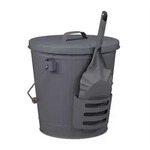 Relaxdays Ascheeimer mit Deckel und Schaufel Grau,Hellbraun,Silber