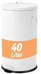 Relaxdays Retro M&uuml;lleimer 40 Liter Wei&szlig;,Schwarz,Silber