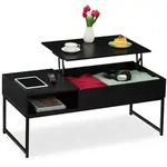 Relaxdays Aufklappbarer Couchtisch Schwarz