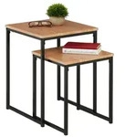 Relaxdays Beistelltisch 2er Set Hellbraun,Schwarz