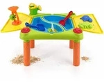 Relaxdays Wasserspieltisch Kinder 2 F&auml;cher Deckel Gelb,Gr&uuml;n,Orange