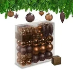 Relaxdays Weihnachtskugeln im 110er Set Braun,Silber