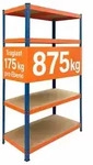 Relaxdays Schwerlastregal 5 Ebenen Metall Blau,Hellbraun,Orange