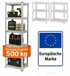 Relaxdays Schwerlastregal mit 5 Ebenen bis 875 kg Hellbraun,Silber
