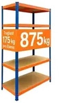Relaxdays Schwerlastregal 5 Ebenen Metall Blau,Hellbraun,Orange