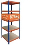 Relaxdays Schwerlastregal 5 Ebenen Metall Blau,Hellbraun,Orange