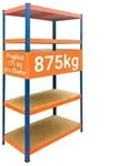 Relaxdays Schwerlastregal 5 Ebenen Metall Blau,Hellbraun,Orange