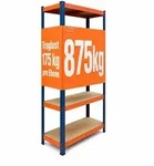 Relaxdays Schwerlastregal 5 Ebenen Metall Blau,Hellbraun,Orange