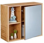 Relaxdays Spiegelschrank mit Regalf&auml;chern Hellbraun