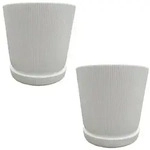 Relaxdays Blumentopf mit Untersetzer 2er Set Wei&szlig;
