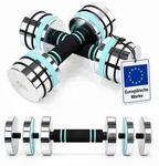 Relaxdays Hanteln verstellbar 2er Set Schwarz,Silber,T&uuml;rkis