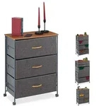 Relaxdays Schubladenschrank mit Rollen Anthrazit,Hellbraun