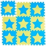 Relaxdays Puzzlematte Sterne Blau,Gelb