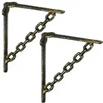 Relaxdays 2er Set Regalwinkel Gusseisen Kette Braun,Gold