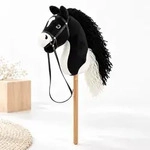 Relaxdays Steckenpferd Hobby Horsing Pl&uuml;sch Beige,Wei&szlig;,Schwarz
