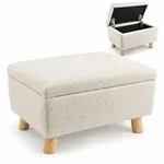 Relaxdays Fu&szlig;hocker mit Stauraum Beige,Hellbraun