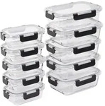 Relaxdays Glasbeh&auml;lter mit Deckel im 10er Set Schwarz,Transparent