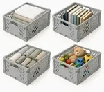 Relaxdays Klappbox 4er Set Grau