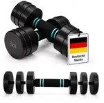 Relaxdays Hanteln verstellbar 2er Set Schwarz,T&uuml;rkis