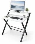 Relaxdays Klappbarer Schreibtisch Monitoraufsatz Wei&szlig;,Schwarz