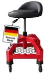 Relaxdays Werkstatthocker h&ouml;henverstellbar Lehne Rot,Schwarz