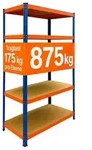Relaxdays Schwerlastregal 5 Ebenen Metall Blau,Hellbraun,Orange