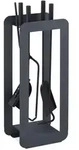 Relaxdays 5-teiliges Kaminbesteck in Grau/Schwarz Grau,Schwarz