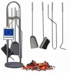 Relaxdays Kaminbesteck modern 5-teilig Grau,Silber