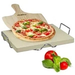 Relaxdays Pizzastein Set 3 cm Hellbraun,Silber