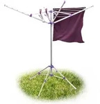 Relaxdays W&auml;schespinne 19 m Leine mit Standfu&szlig; Wei&szlig;,Lila,Silber