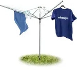 Relaxdays W&auml;schespinne 49m Leine mit Erdspie&szlig; Wei&szlig;,Schwarz,Silber