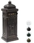 Relaxdays Standbriefkasten Antik Dunkelbraun,Gold