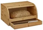 Relaxdays Rollbrotkasten mit Schublade Bambus Hellbraun