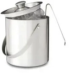 Relaxdays Eisbeh&auml;lter mit Eiszange f&uuml;r 1,5 L Silber