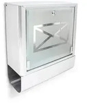Relaxdays Edelstahl Briefkasten mit Zeitungsrolle Silber,Transparent